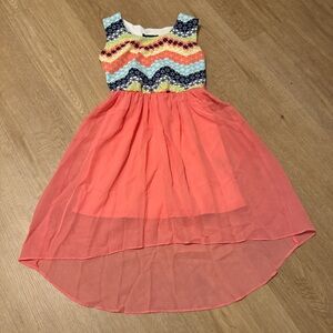 JCPenney White and Blue Sundress with Sleeveless Design and Scoop Neck